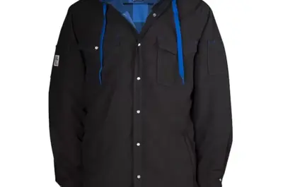 A winter coat in dark blue