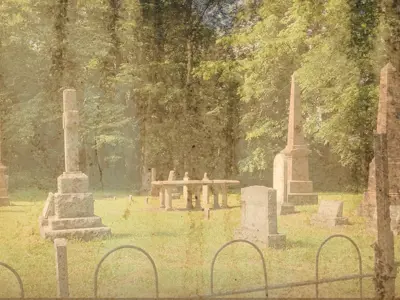 Cemetery with antique-style filter on it