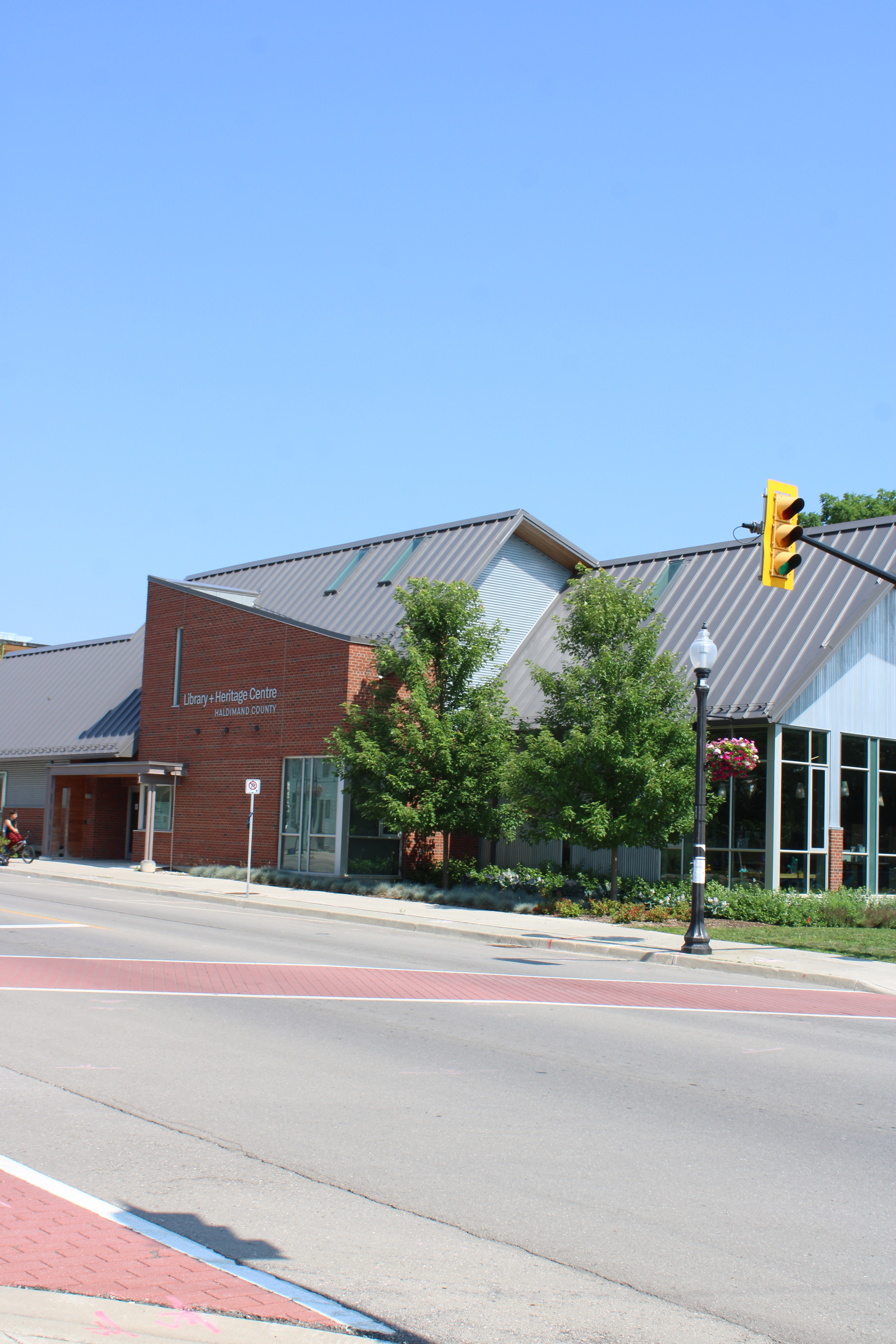 A modern brick and steel library
