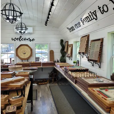 Interior of Michaud Toys with board games