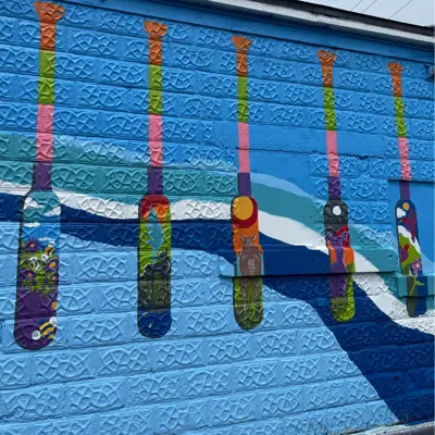 Painted mural with paddles