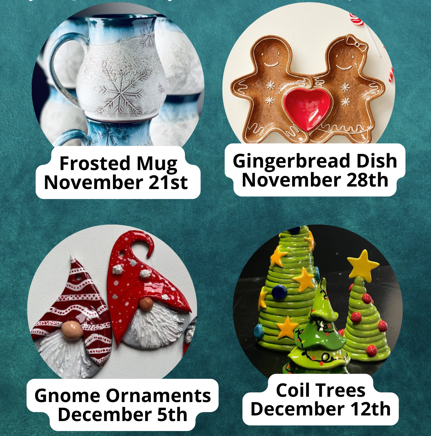 various clay artwork in Christmas themes 