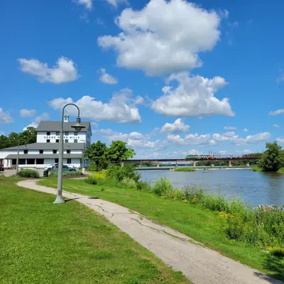 Image of a path towards an old mill building